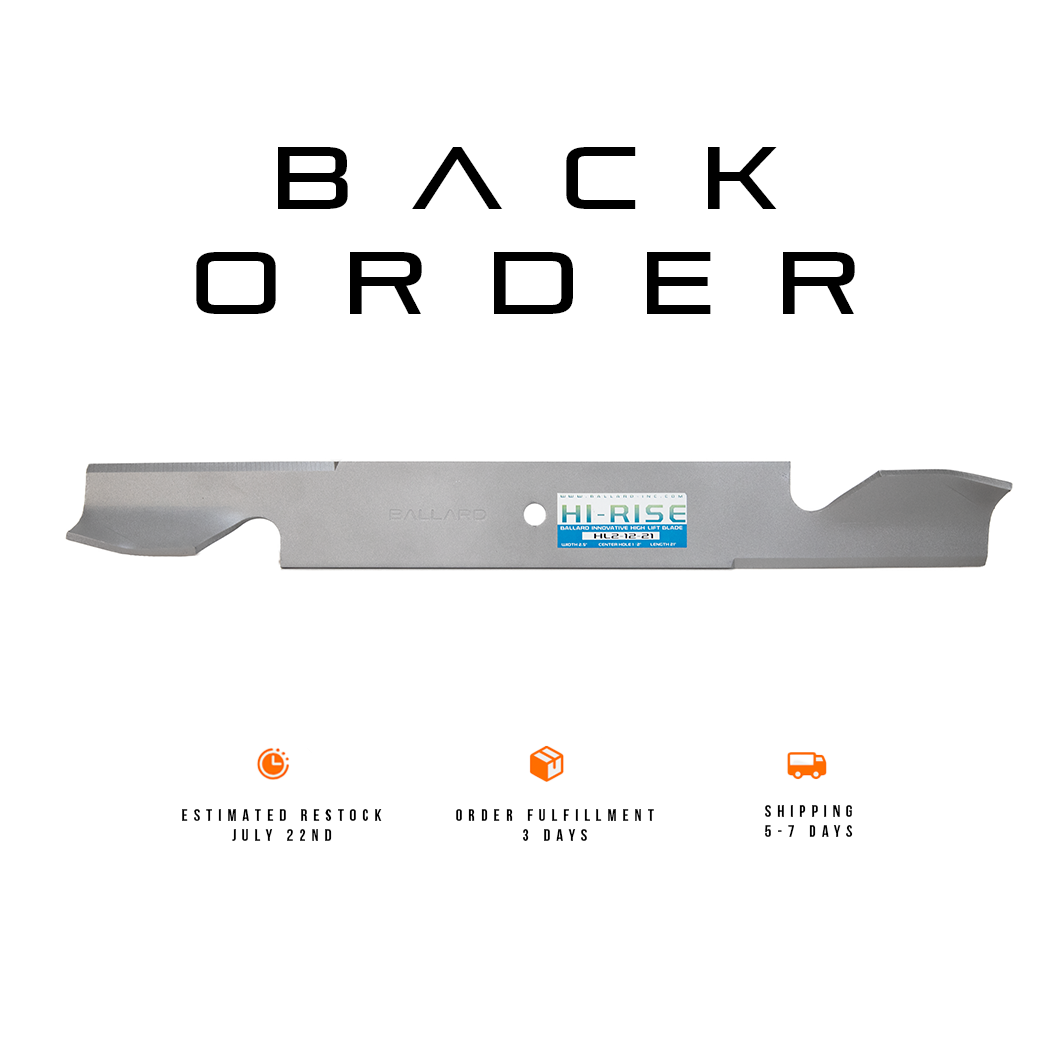 Silver Mower Blades:  18 5/8" Long,  2.5" Wide,  1 1/8” Center Hole, Thickness- .203"(Three Blades) image number null